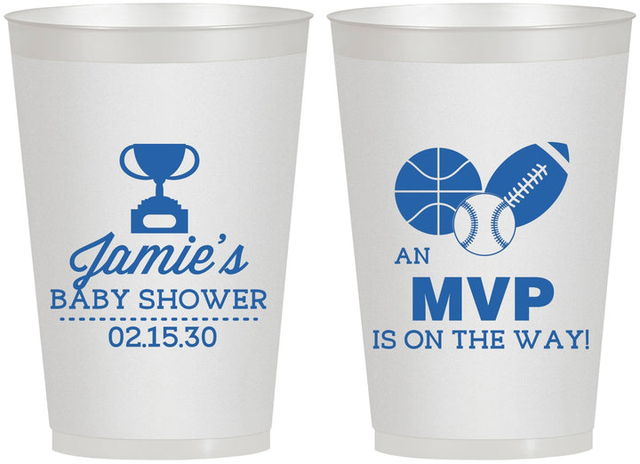 Personalized Baby Shower 12 oz Frosted Cups - Sports Mvp | 90141