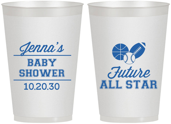 Personalized Baby Shower 12 oz Frosted Cups - Future All Star | 90146