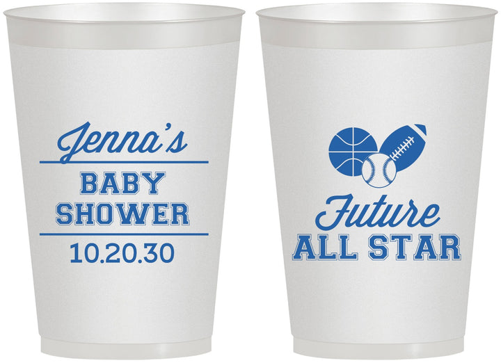 Personalized Baby Shower 12 oz Frosted Cups - Future All Star | 90146