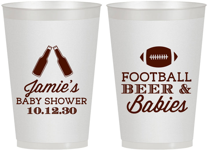Personalized Baby Shower 12 oz Frosted Cups - Football Beer Babies | 90147