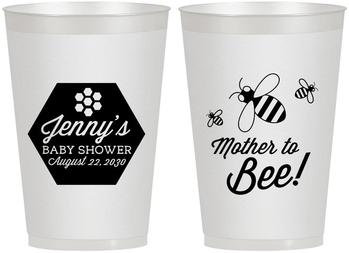 Personalized Baby Shower 12 oz Frosted Cups - Mother To Bee | 90153
