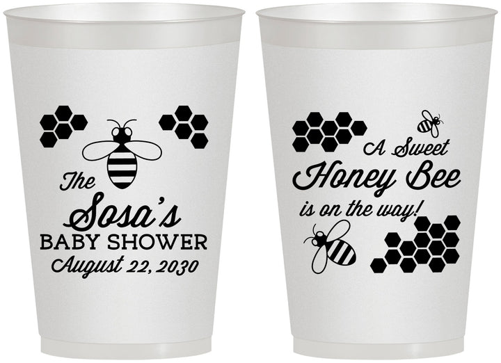 Personalized Baby Shower 12 oz Frosted Cups - Honey Bee | 90154