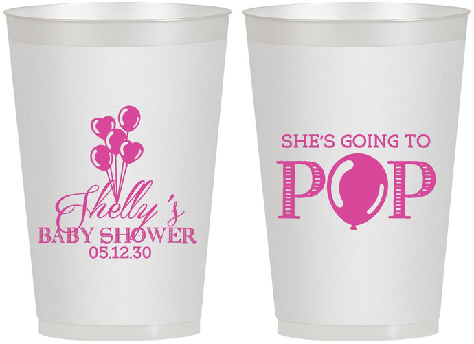 Personalized Baby Shower 12 oz Frosted Cups - Shes Going To Pop | 90157