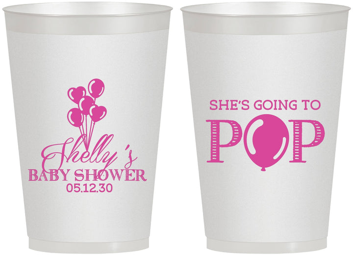 Personalized Baby Shower 12 oz Frosted Cups - Shes Going To Pop | 90157