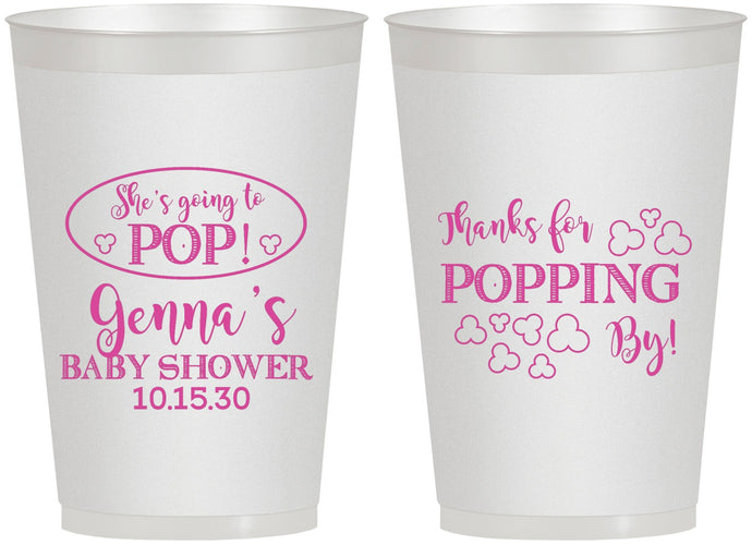 Personalized Baby Shower 12 oz Frosted Cups - Popping By | 90158
