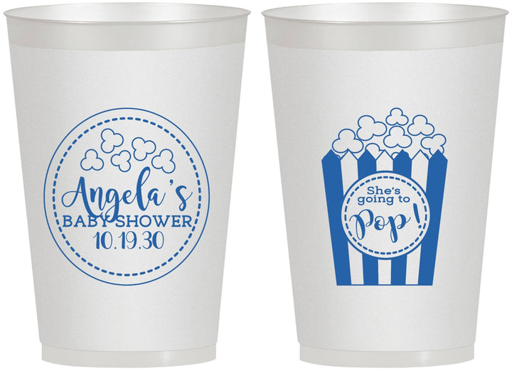 Personalized Baby Shower 12 oz Frosted Cups - Shes Going To Pop | 90159