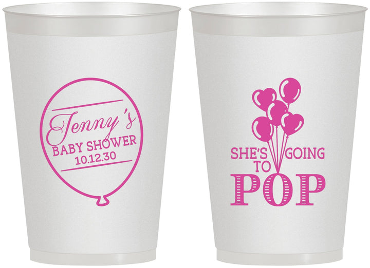 Personalized Baby Shower 12 oz Frosted Cups - Shes Going To Pop | 90160