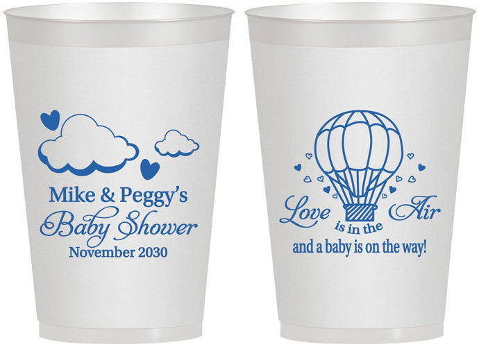 Personalized Baby Shower 12 oz Frosted Cups - Love Is In The Air | 90163