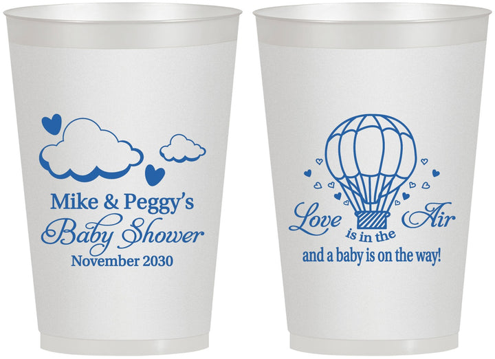 Personalized Baby Shower 12 oz Frosted Cups - Love Is In The Air | 90163