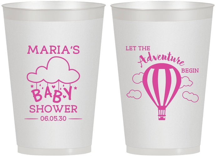 Personalized Baby Shower 12 oz Frosted Cups - Hot Air Balloon | 90164