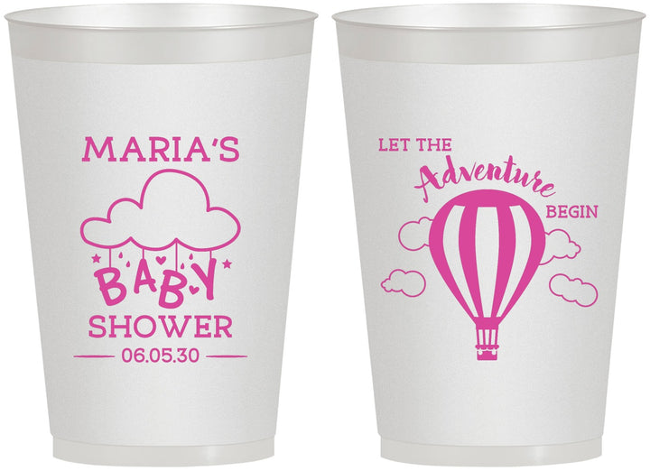 Personalized Baby Shower 12 oz Frosted Cups - Hot Air Balloon | 90164