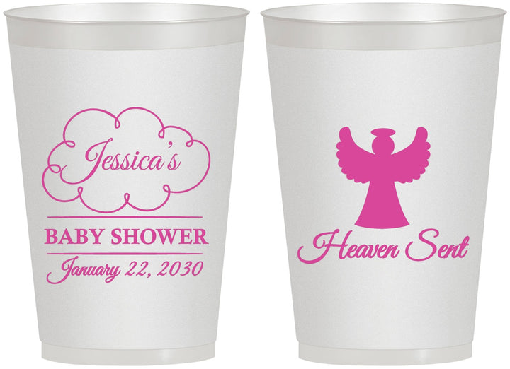 Personalized Baby Shower 12 oz Frosted Cups - Heaven Sent | 90166
