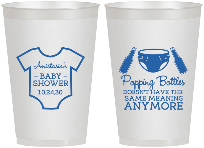 Personalized Baby Shower 12 oz Frosted Cups - Popping Bottles | 90169