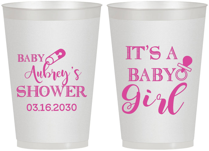 Personalized Baby Shower 12 oz Frosted Cups - Baby Girl | 90171