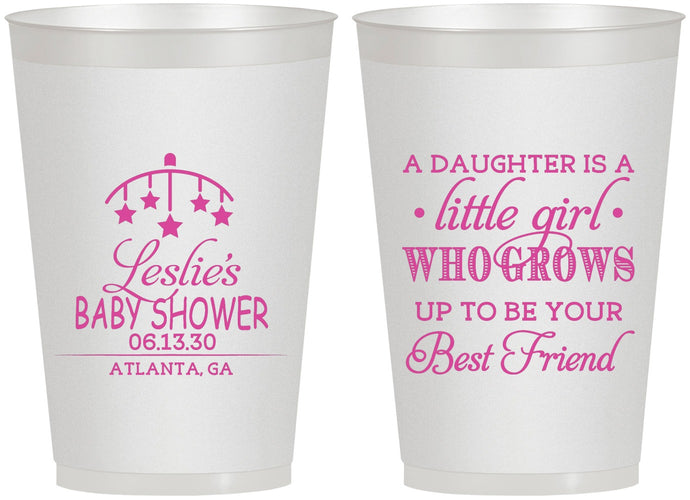Personalized Baby Shower 12 oz Frosted Cups - Little Girls Best Friend | 90173