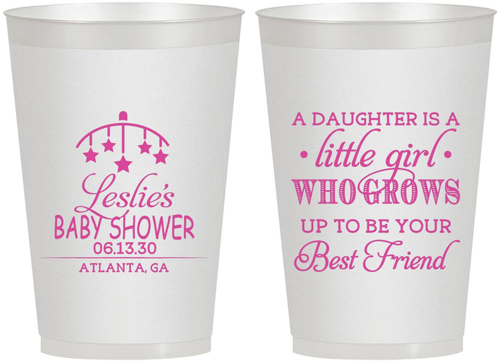 Personalized Baby Shower 12 oz Frosted Cups - Little Girls Best Friend | 90173
