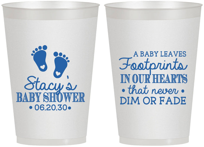 Personalized Baby Shower 12 oz Frosted Cups - Footprints | 90176