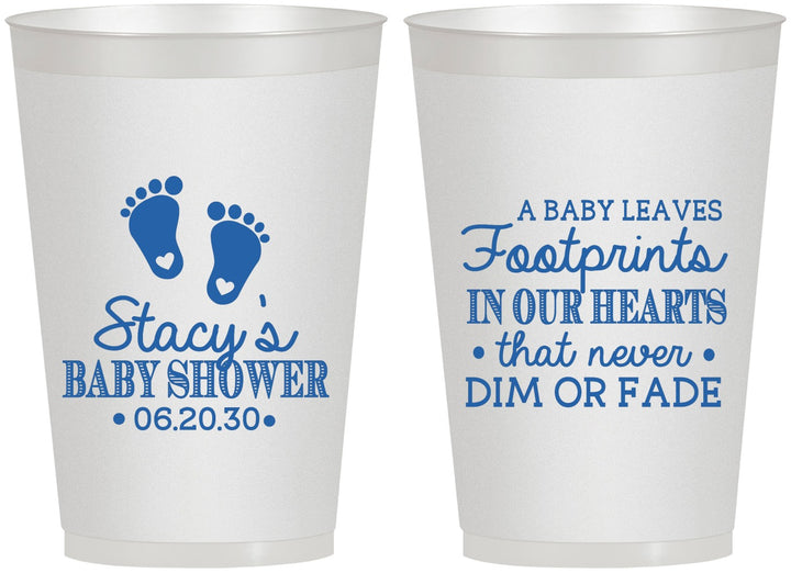 Personalized Baby Shower 12 oz Frosted Cups - Footprints | 90176