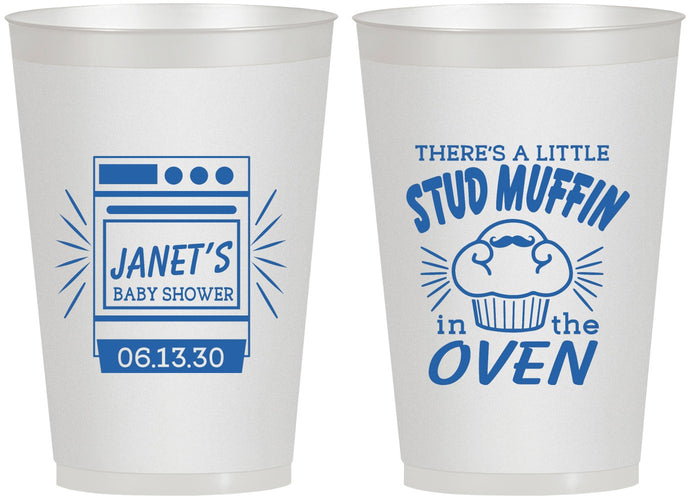 Personalized Baby Shower 12 oz Frosted Cups - Stud Muffin | 90182