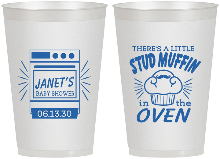 Personalized Baby Shower 12 oz Frosted Cups - Stud Muffin | 90182