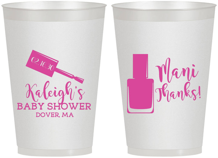 Personalized Baby Shower 12 oz Frosted Cups - Mani Thanks | 90184