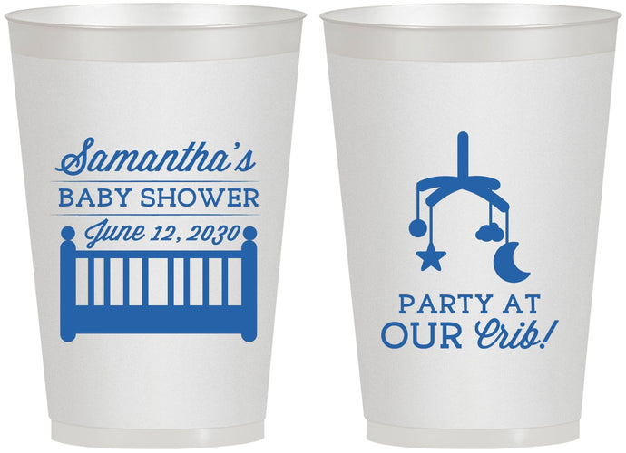 Personalized Baby Shower 12 oz Frosted Cups - Party At Our Crib | 90187