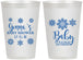 Personalized Baby Shower 12 oz Frosted Cups - Christmas Snowflakes | 90192