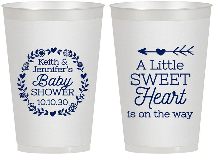 Personalized Baby Shower 12 oz Frosted Cups - Little Sweet Heart | 90195