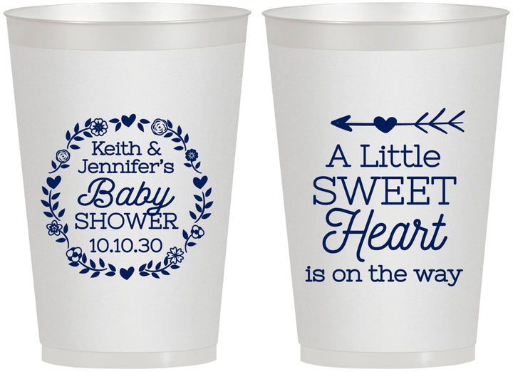 Personalized Baby Shower 12 oz Frosted Cups - Little Sweet Heart | 90195