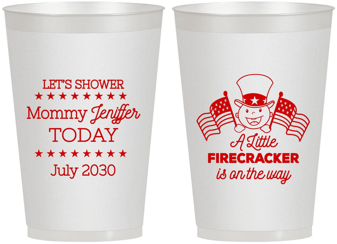 Personalized Baby Shower 12 oz Frosted Cups - Little Firecracker | 90198