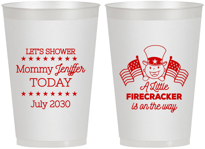 Personalized Baby Shower 12 oz Frosted Cups - Little Firecracker | 90198