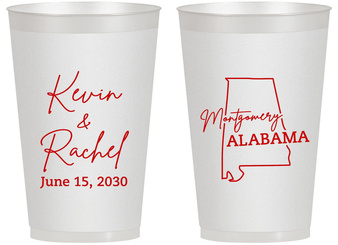 Personalized Wedding 14 oz Frosted Cups - Alabama | 100