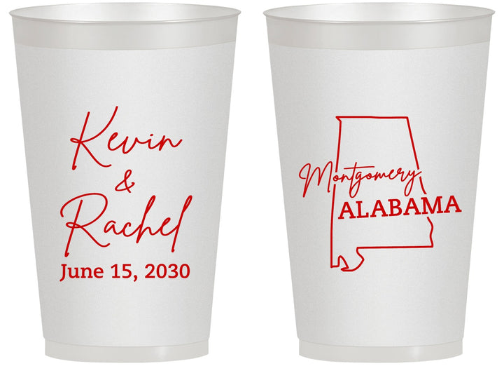 Personalized Wedding 14 oz Frosted Cups - Alabama | 100
