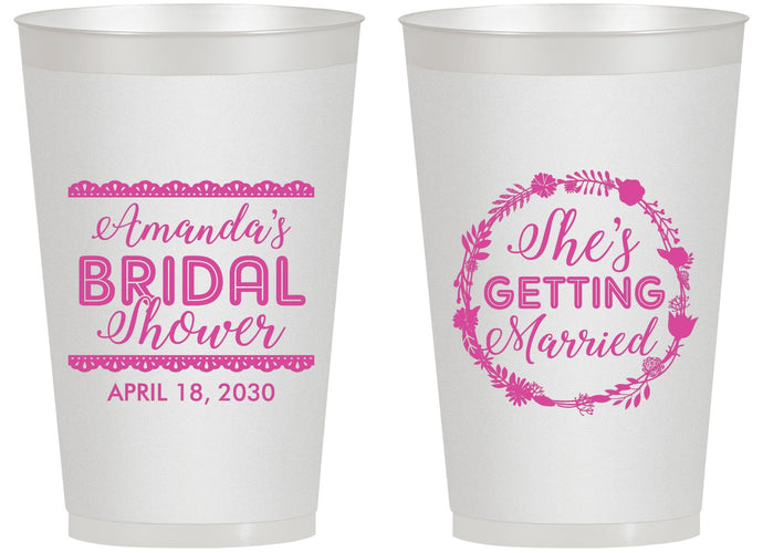Personalized Bridal Shower 14 oz Frosted Cups - She's Getting Married | 100003