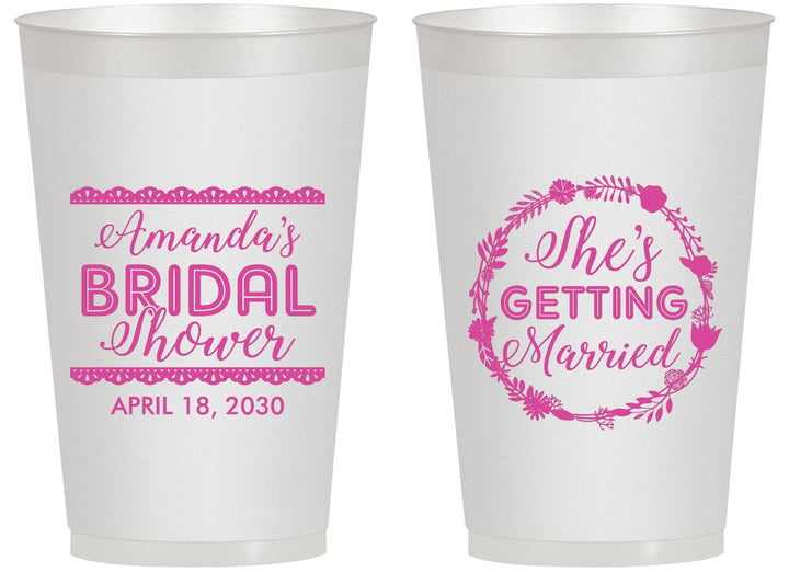 Personalized Bridal Shower 14 oz Frosted Cups - She's Getting Married | 100003