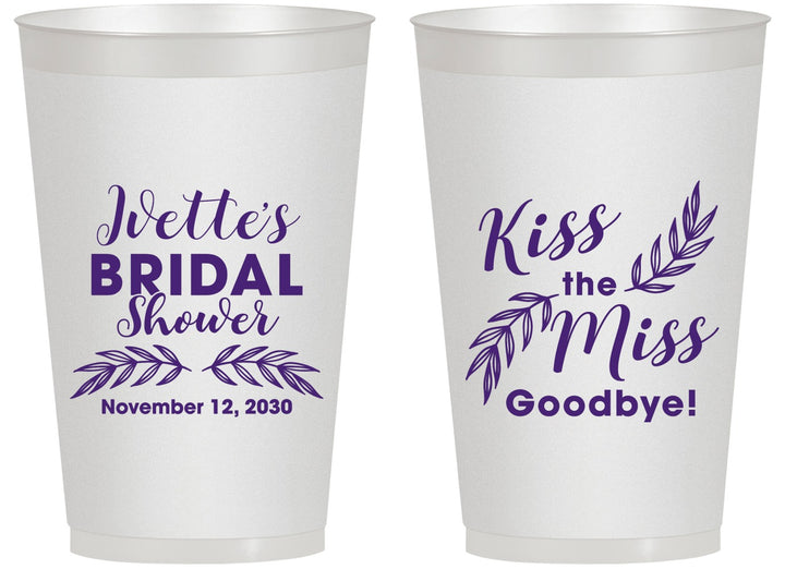 Personalized Bridal Shower 14 oz Frosted Cups - Kiss The Miss Goodbye | 100010
