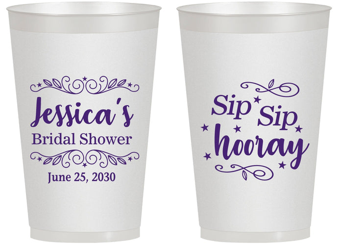 Personalized Bridal Shower 14 oz Frosted Cups - Sip Sip Hooray | 100016