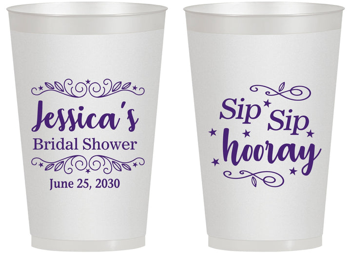 Personalized Bridal Shower 14 oz Frosted Cups - Sip Sip Hooray | 100016