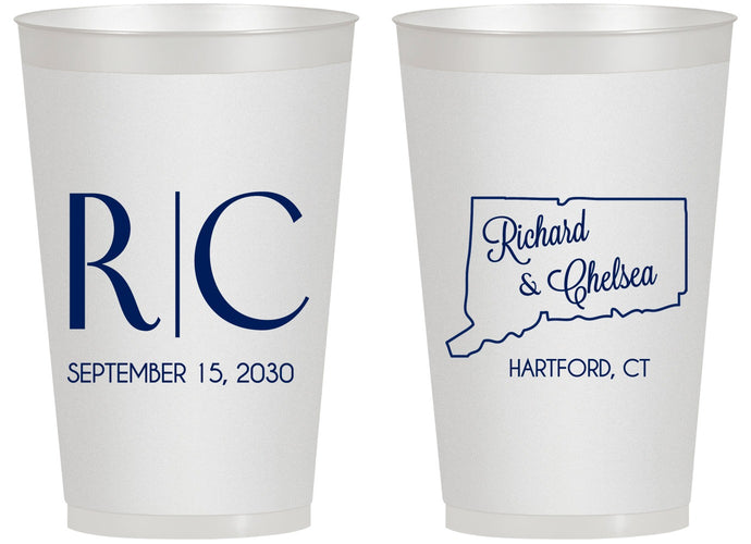 Personalized Wedding 14 oz Frosted Cups - Connecticut | 106