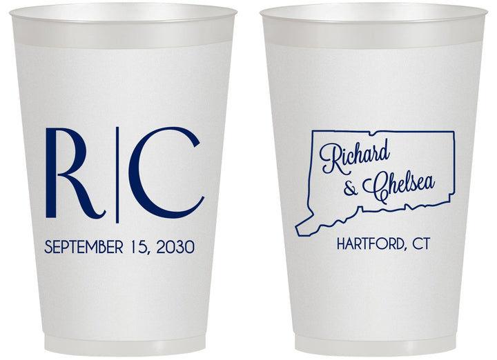 Personalized Wedding 14 oz Frosted Cups - Connecticut | 106