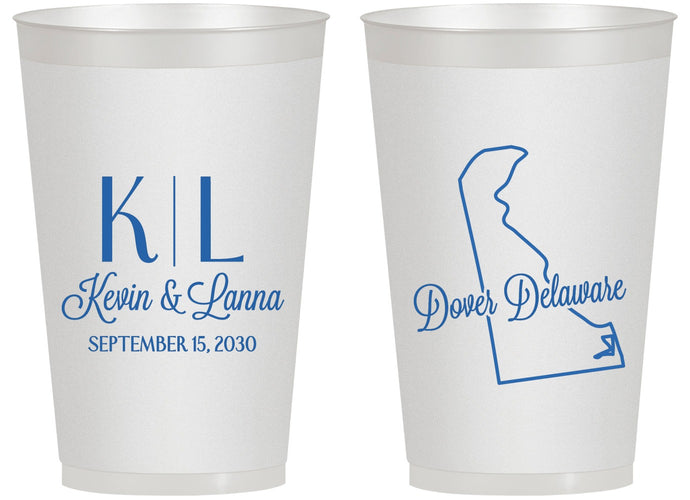 Personalized Wedding 14 oz Frosted Cups - Delaware | 107