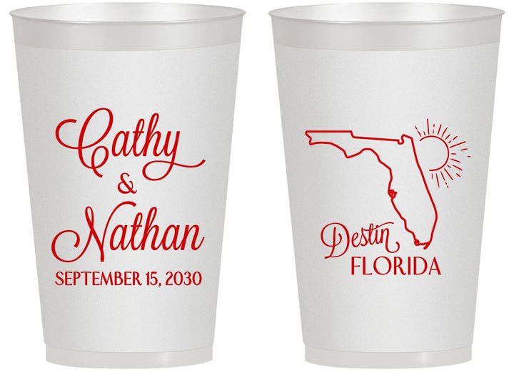 Personalized Wedding 14 oz Frosted Cups - Florida | 108