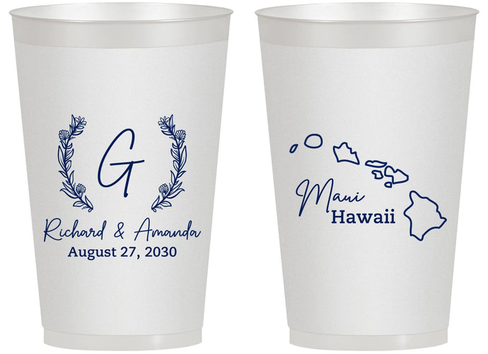 Personalized Wedding 14 oz Frosted Cups - Hawaii | 110