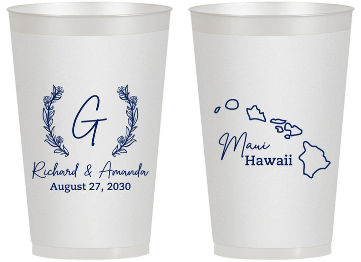 Personalized Wedding 14 oz Frosted Cups - Hawaii | 110