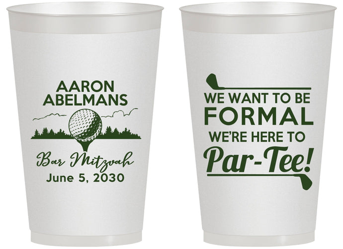 Personalized Bar Mitzvah 14 oz Frosted Cups - 13th Birthday Golf | 110010
