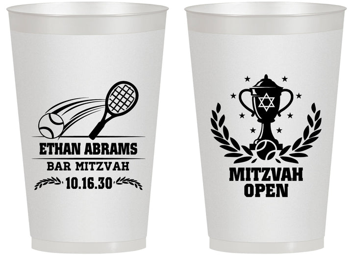 Personalized Bar Mitzvah 14 oz Frosted Cups - 13th Birthday Tennis | 110011
