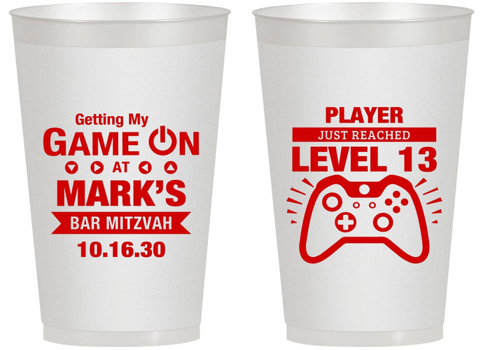 Personalized Bar Mitzvah 14 oz Frosted Cups - 13th Birthday Video Game | 110013