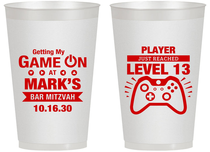 Personalized Bar Mitzvah 14 oz Frosted Cups - 13th Birthday Video Game | 110013