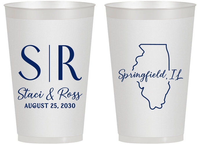 Personalized Wedding 14 oz Frosted Cups - Illinois | 112