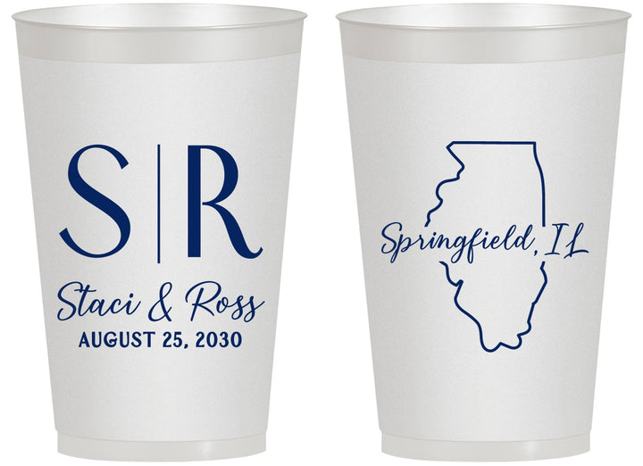 Personalized Wedding 14 oz Frosted Cups - Illinois | 112